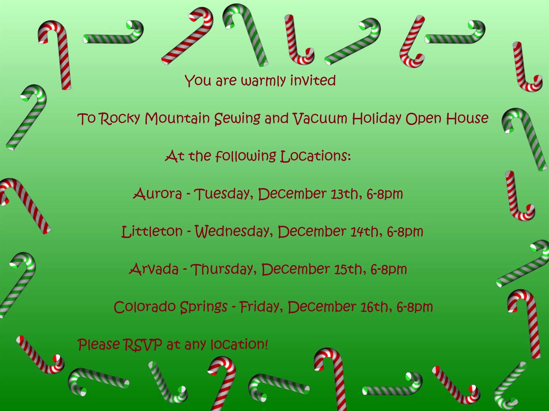 Holiday sewing quilting crafting open house invitation