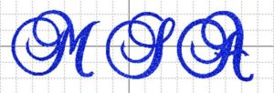 Monogram of letters MSA in a script font