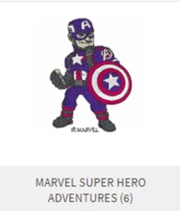 Icons depicting the different Super Hero Marvel Designs for Brother Embroidery Machines available at iBroidery