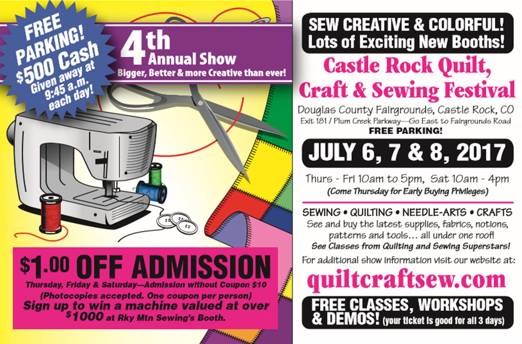 Rocky Mountain Quilt, Craft And Sewing Festival, July 6-8, 2017