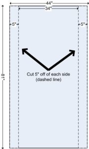 Diagram of how to cut fabric to be used for quilt back and borders. 