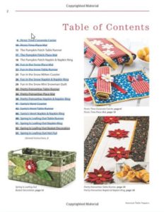 Snapshot of table of contents of the book Seasonal Table Toppers