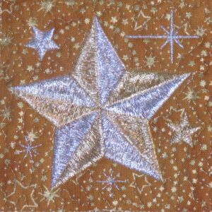 Star embroidered with silver and gold metallic thread