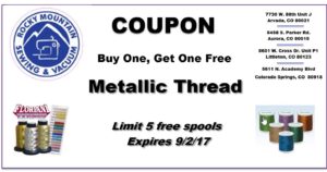 Coupon for buy one, get one free metallic thread.
