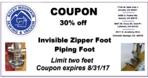Coupon for 30% off invisible zipper foot or piping foot