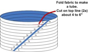 Illustration of folding parallelogram to make continuous bias binding