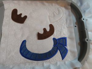 Photo of moose antlers cut from base fabric
