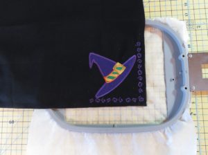 Photo of finished embroidered Halloween Napkins in the hoop