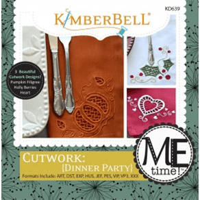 Photo of Package for Kimberbell Cutwork: Dinner Party designs highlighted in October Sew Fun