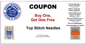 Coupon for BOGO for Top Stitch Needles