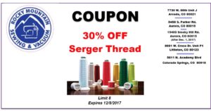 Coupon for 30% off serger thread.