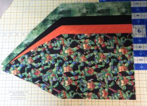 Section 2a sewn to section 1 of square tuffet