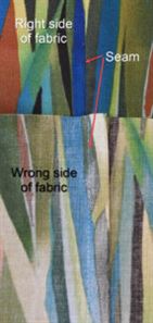 Photo of both sides of fabric after completing French seam