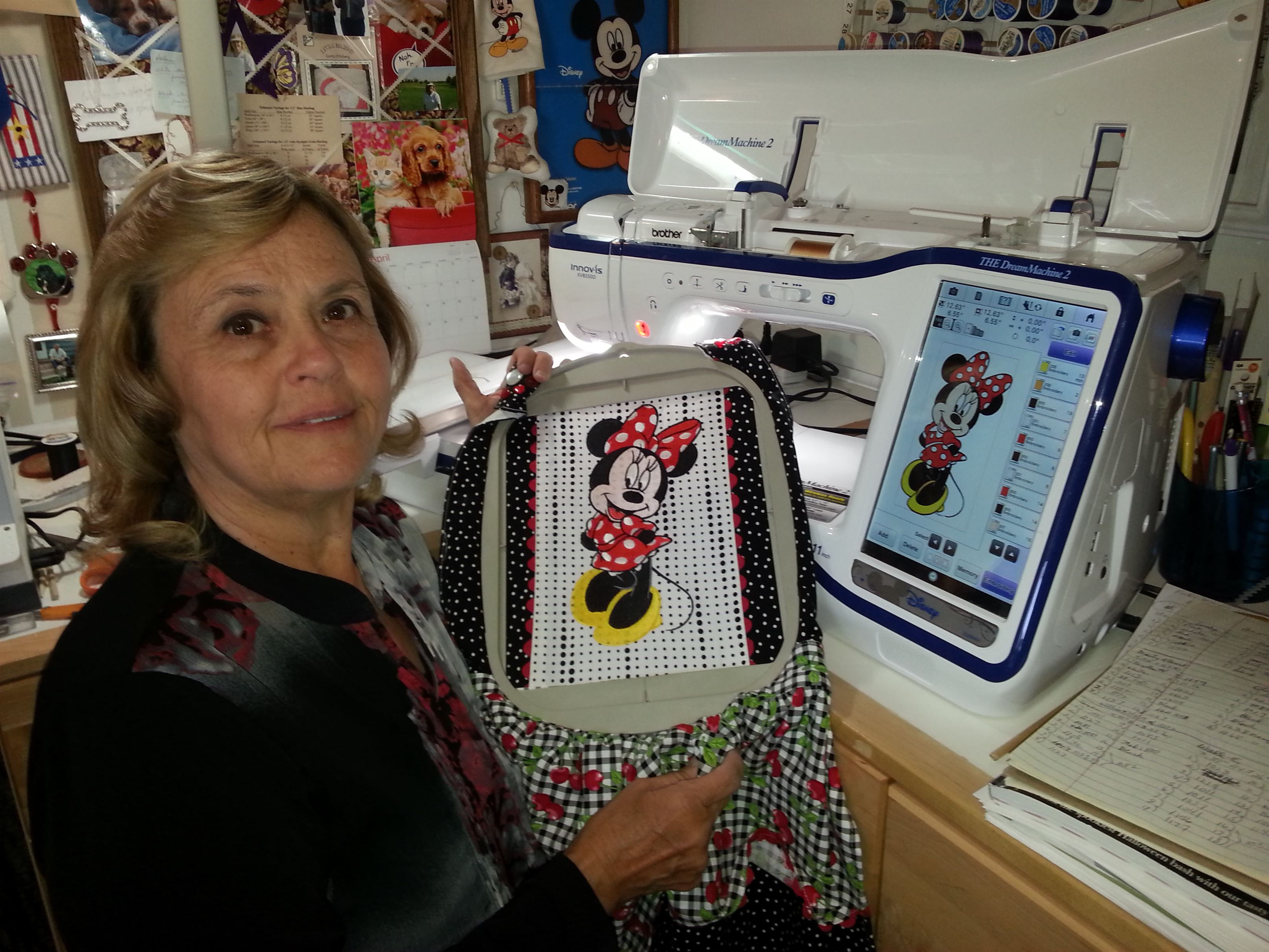 Wanda with Minnie Mouse embroidered on Brother Dream Machine2
