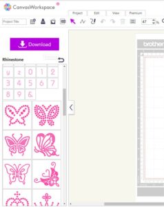 Screen shot of some of the premade rhinestone templates that can be downloaded