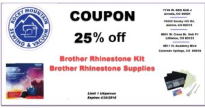 coupon for 25% off Brother Rhinestone kit and supplies