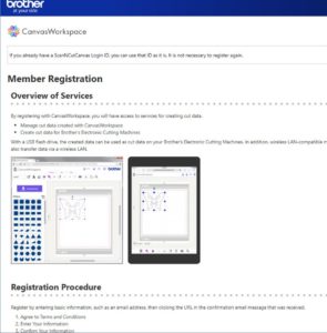 Screen from registration process for Canvas Workspace
