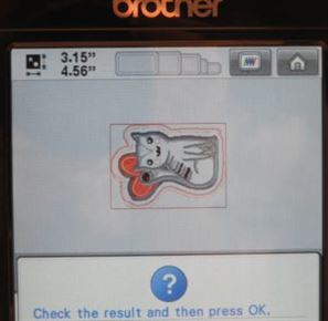 Screen shot of rotated iron-on patch in Brother PR1000