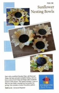 Nesting sunflower bowls and pincushion. Project to be shown at May Sew Fun
