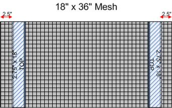 Diagram of where to sew top fabric on mesh for vinyl mesh tote bag