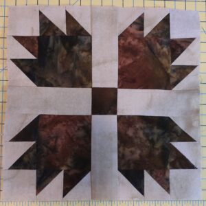Photo of block made with half-square triangles 