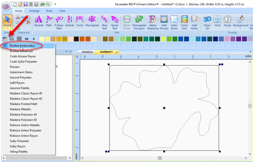 Screen shot of list of palettes in BES4