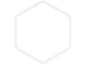illustration of two hexagons, one larger than the other showing even outlines