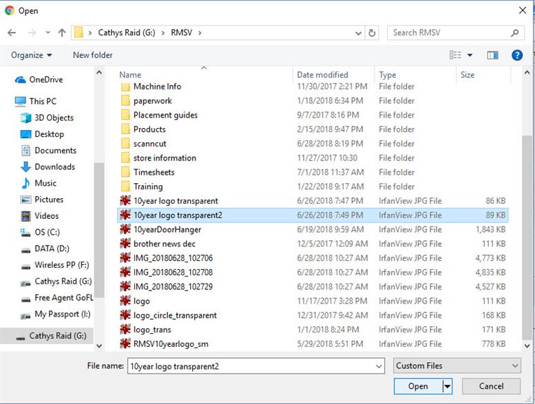 Screen shot of locating graphic for Printable Stickers in windows explorer