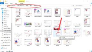 Screen shot of windows explorer showing location of saved pdf file of printable stickers