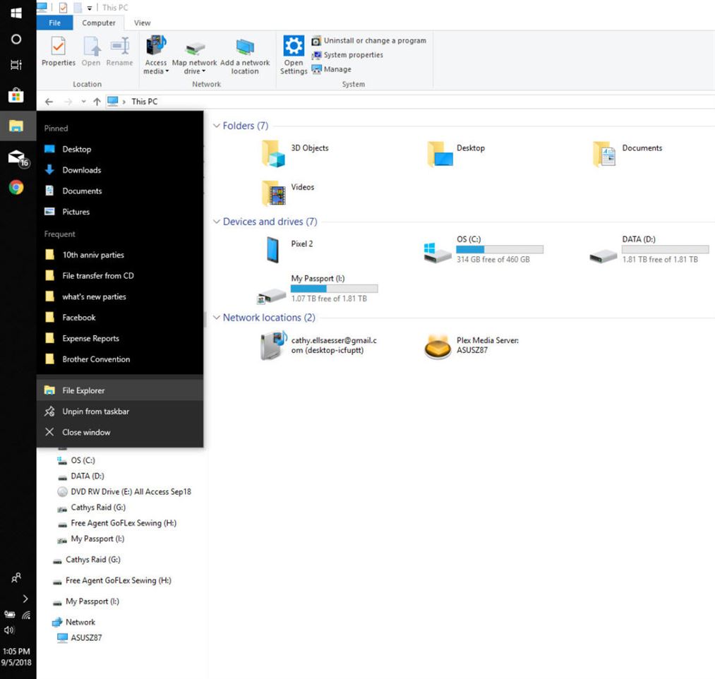 Screen shot of opening a second File Explorer window