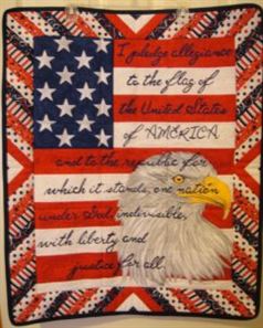 Photo of wall hanging made from Pledge of Allegiance Anita Goodesign Collection