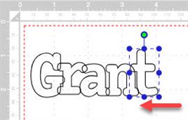 Screen shot illustrating moving letters so that they overlap slightly in Canvas Workspace to create ScanNCut stamp