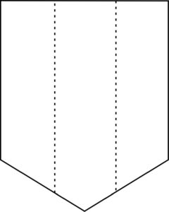 drawing of oilcloth placemat pocket divided into three sections for silveware