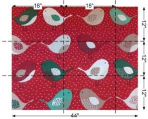 diagram of cutting cotton yardage for oilcloth placemats