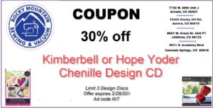 Coupon for 30 off chenille CDs from Hope Yoder or Kimberbell
