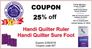 coupon for 25% off handi quilter rulers and sure foot