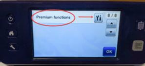 Page 8 of settings on ScanNCut CM650 to select premium functions
