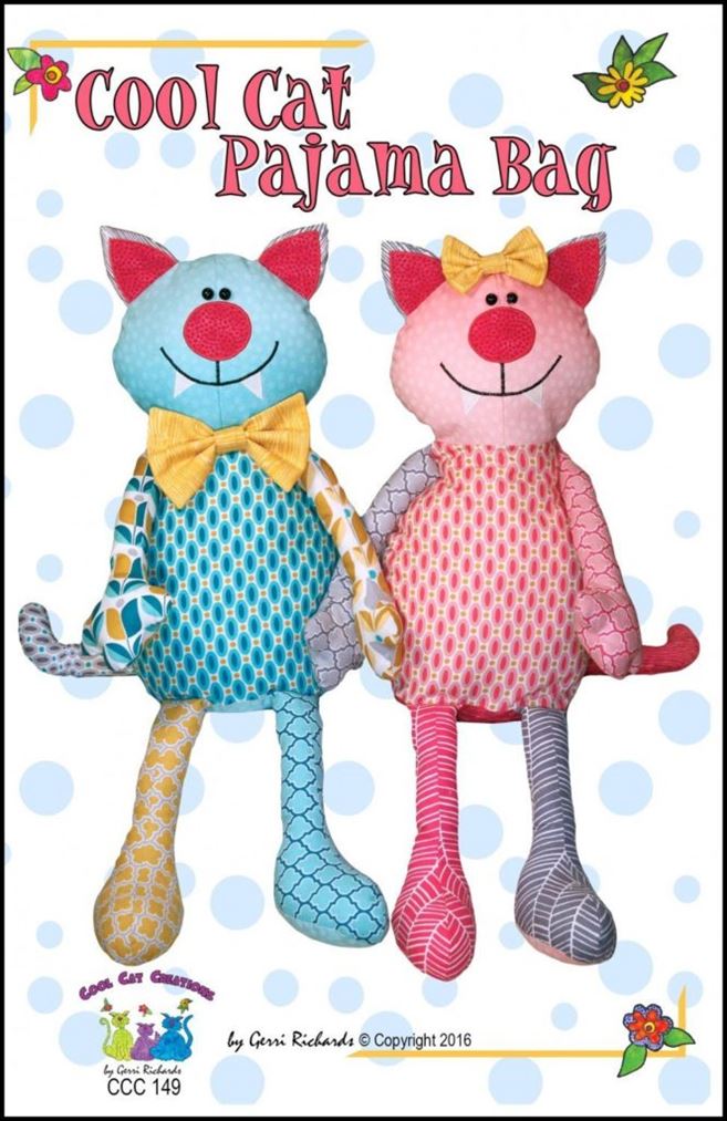 Photo of Cool Cat Pajama Bag pattern used for July Sew Fun