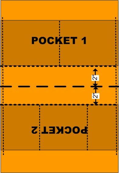 Diagram of example of divided pockets in lining 