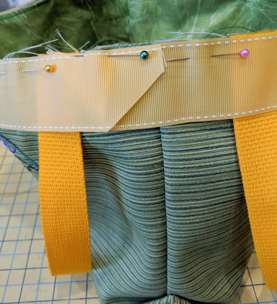 Photo of end of ribbon for bag binding