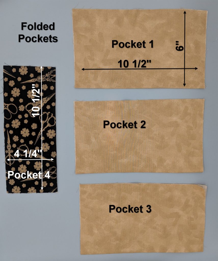 photo of fabrics identified for pockets of folded accessory holder