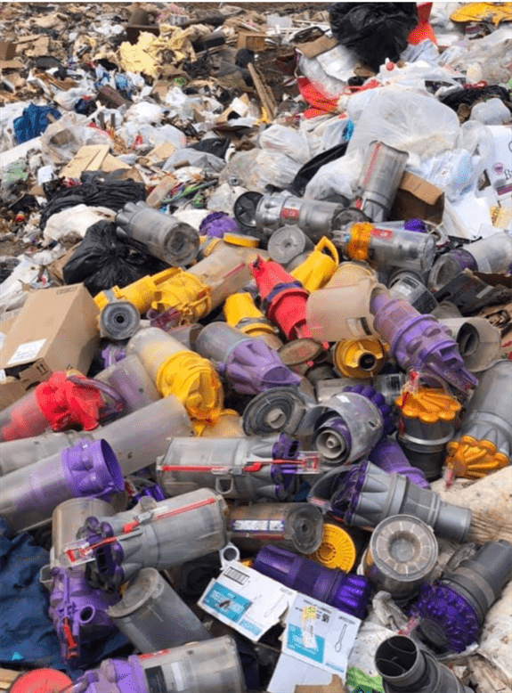 photo of dyson parts in landfill