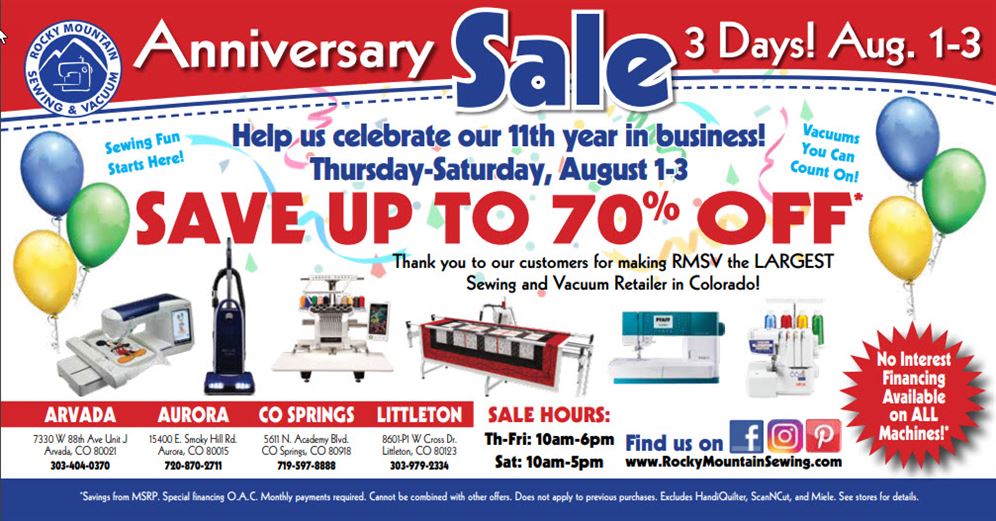 Anniversary Sale  graphic for August Events