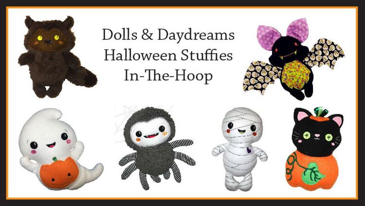 Photo of Halloween stuffies, bat, ghost, mummy, spider, cat and devil to be made at the October event at at RMSV event center