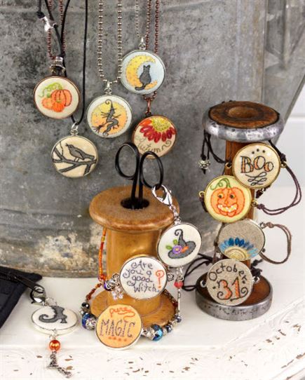 Photo of hand stitched autumn pendants