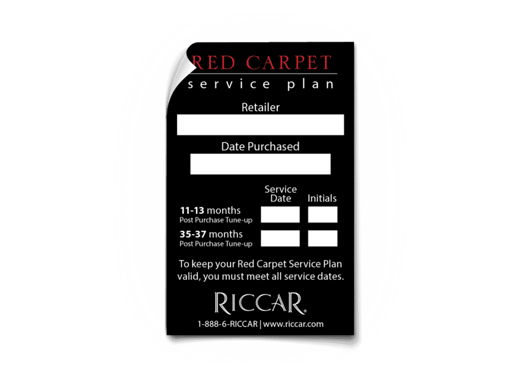 Red Carpet tag on Riccar vacuum cleaners