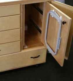 Unique Sewing Furniture cabinet with pull out hoop storage