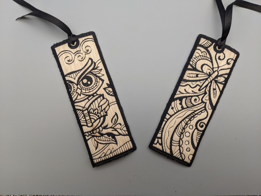Photo of Balsa bookmarks made from OESD designs Zen Bookmarks