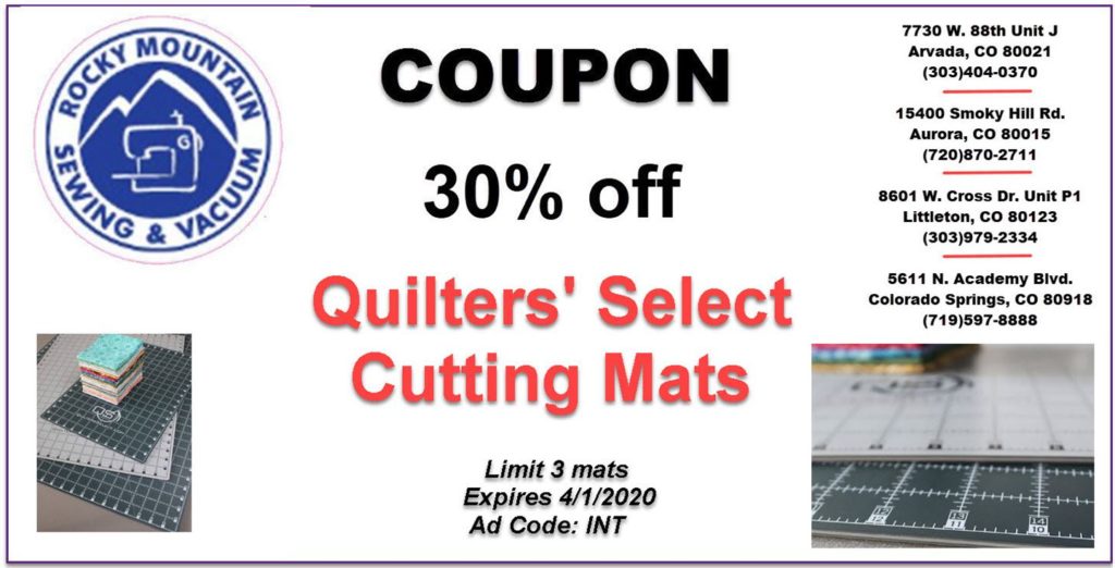 Coupon for 30% off Quilters Select cutting mats