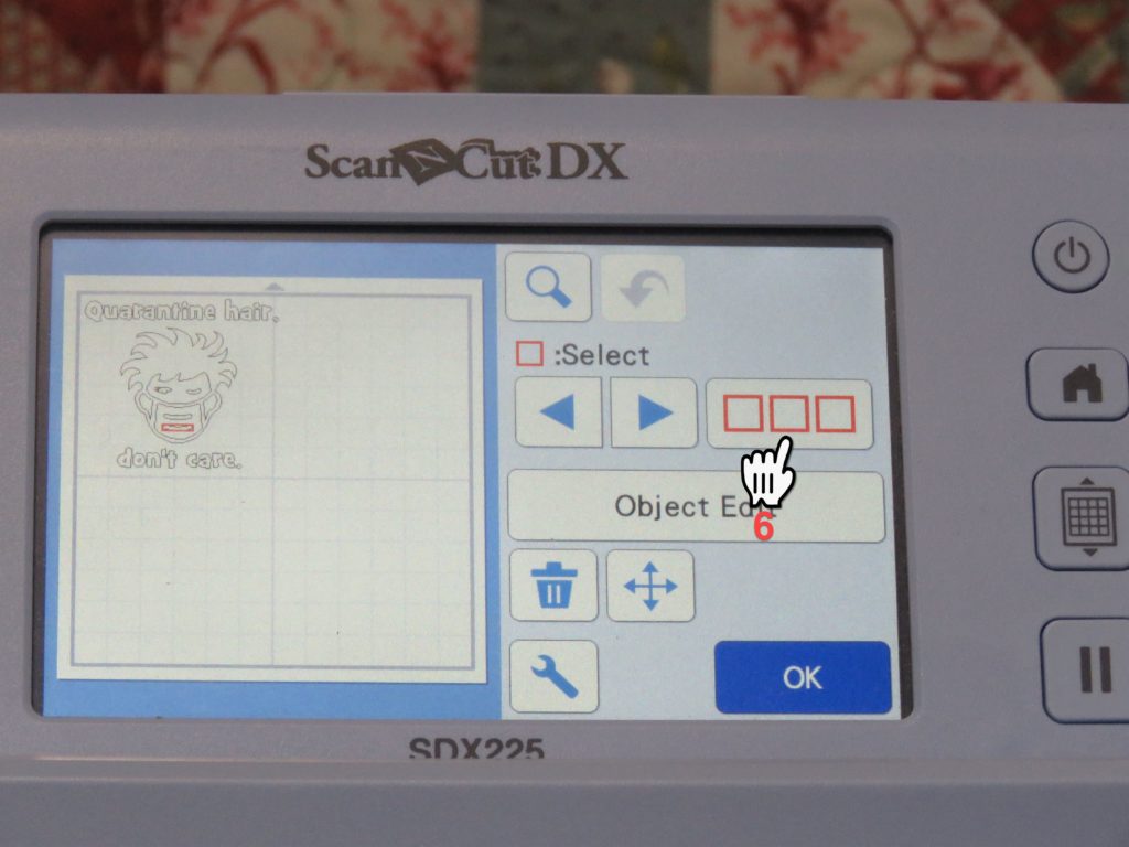 Screen Shot of Brother SDX225 showing selecting the multi-select button